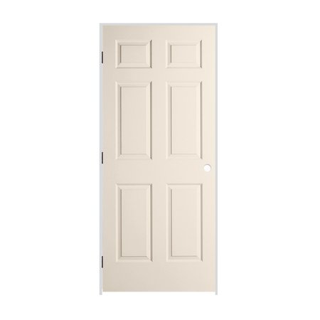 CODEL DOORS 26" x 80" x 1-3/8" Primed 6-Panel Colonist Molded Hollow Core 4-9/16" RH Prehung Door w/Black Hinges 2268MHCCOLRH1D4916